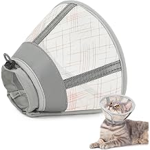 Supet Cat Cone Collar Soft, Air Mesh Recovery Collar to Stop Licking, Breathable Neck Cone Alternative, Lightweight Cat Head Cone Anti Scratch Orange,S