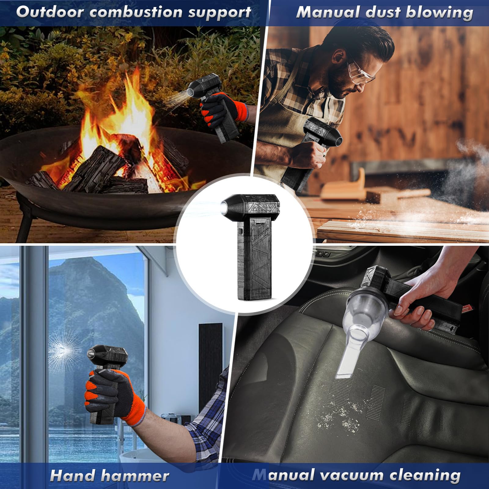 Ventilateur Rechargeable 6000 mAh 130000 / Min Moteur Dépoussiéreur à Neige avec Conception sans balais pour terrasse, Voiture, Entretien de la Maison, souffleuse à Neige et à Neige
