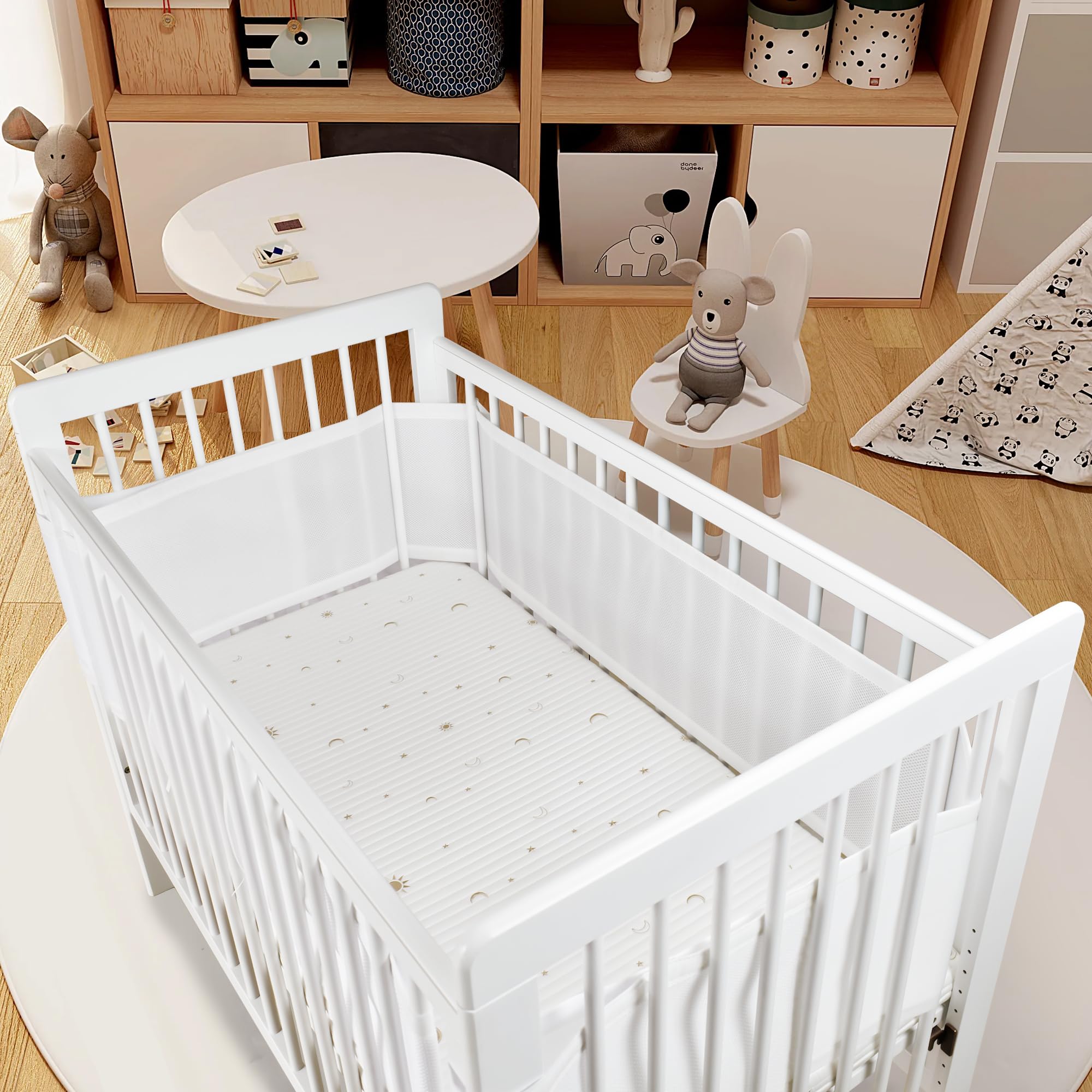 Sageky- Breathable mesh baby bed rail pad, removable and machine washable - Image 3