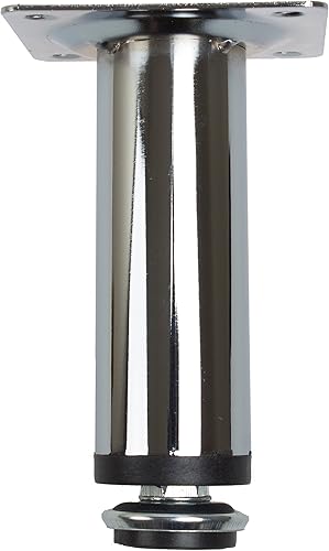 GlideRite Hardware Patas de acero para muebles de 4 pulgadas con tornillo nivelador cromado pulido, paquete de (4) disponible en Yaxa Peru