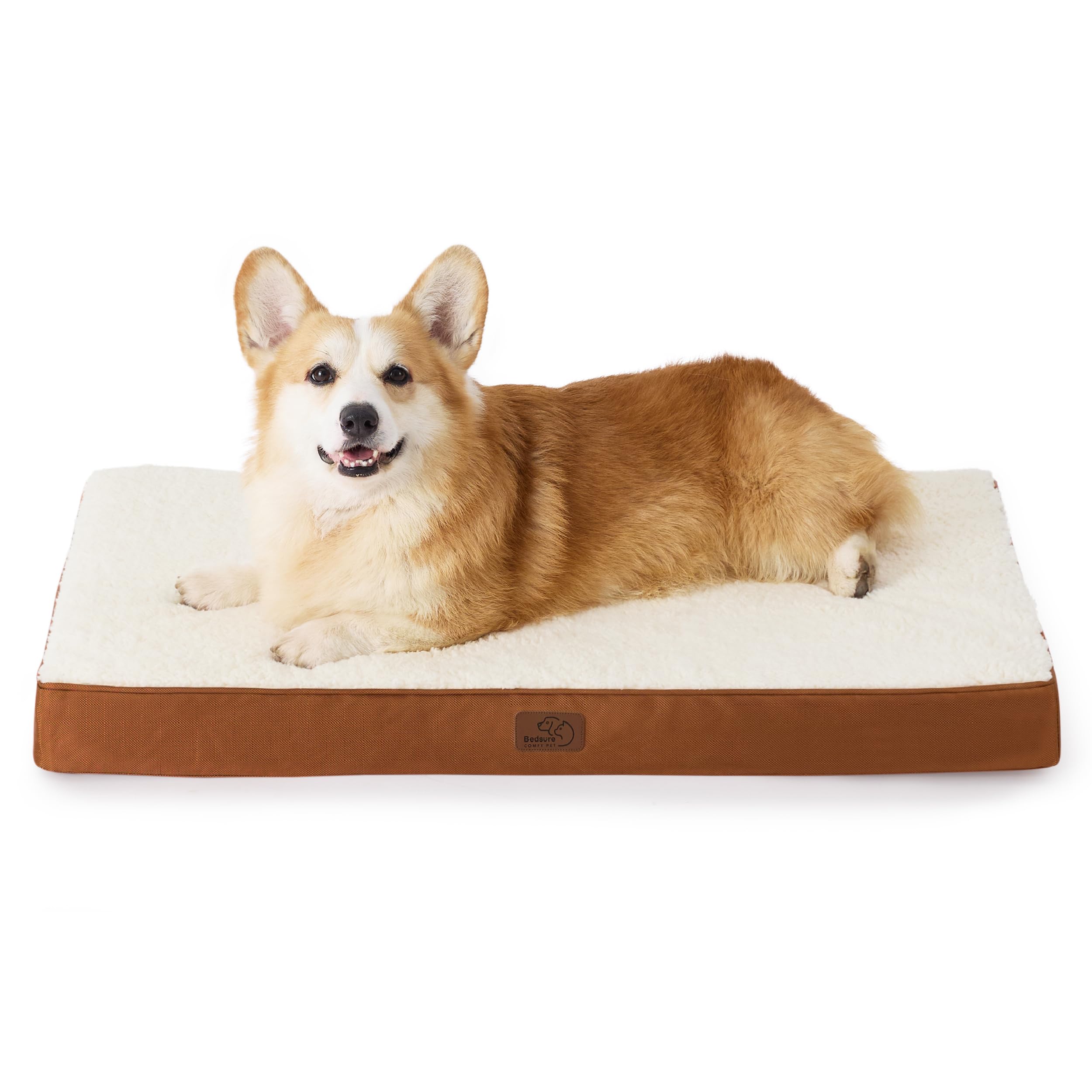 BEDSURE Cuccia ortopedica per cani di taglia media, 89 x 56 x 7,6 cm, morbido cuscino per cani, lavabile, per cani di taglia media, marrone tono