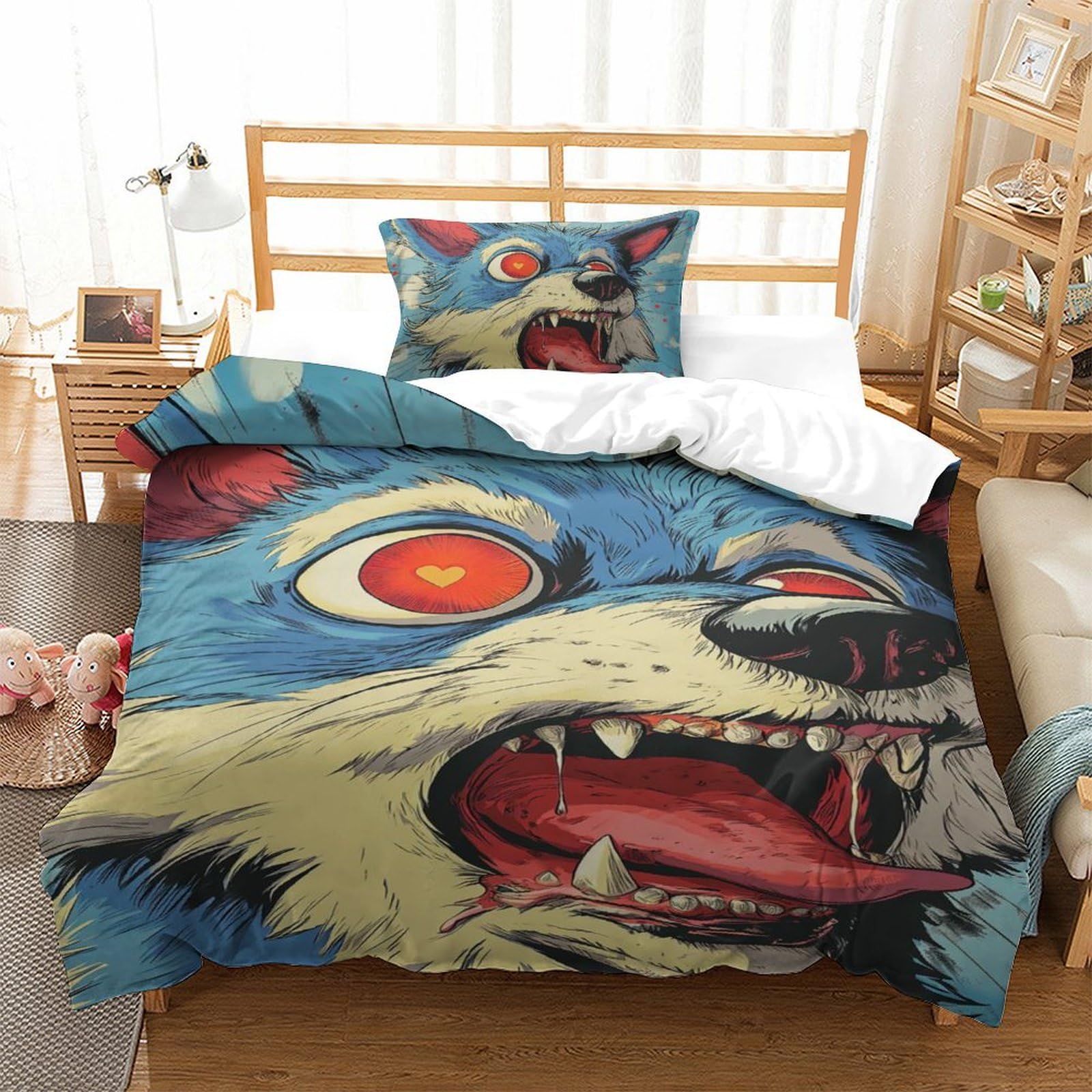 Housses de couettes Loup parure de lit microfibre 135x200cm respirante