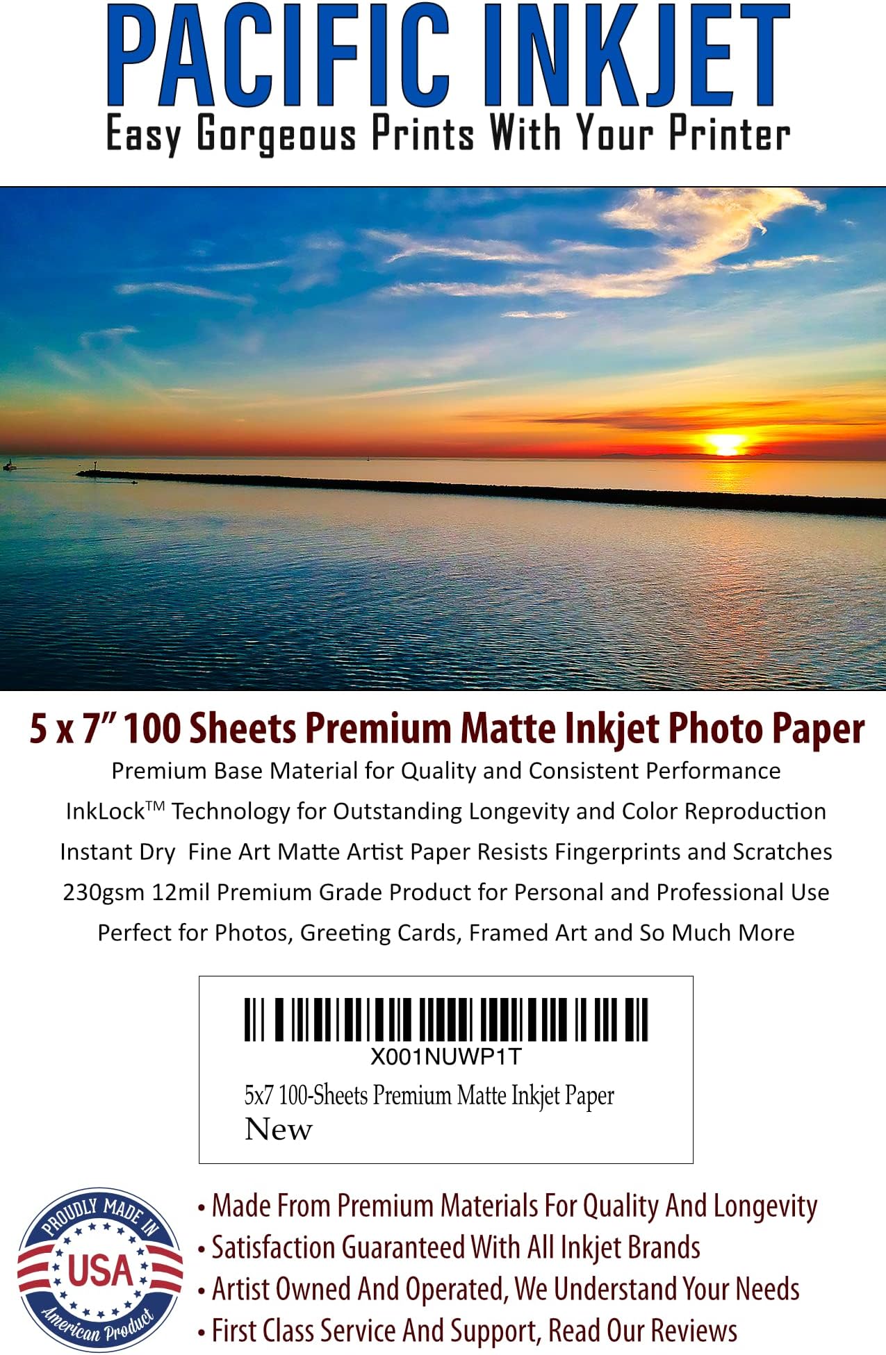 (5-x-7-inch) Professional Quality Acid-Free Bright White Matte Inkjet Artist Paper 100-Sheets 230gsm 12mil | A Fine Art Inkjet Coated Cardstock-like Paper For All Inkjet Brands