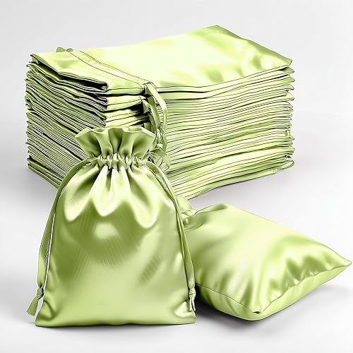 Miniatura 15 de Efavormart - Paquete de 60 bolsas de satén verde cazador para fiesta de boda, bolsa con cordón para regalo, 6 x 9 pulgadas