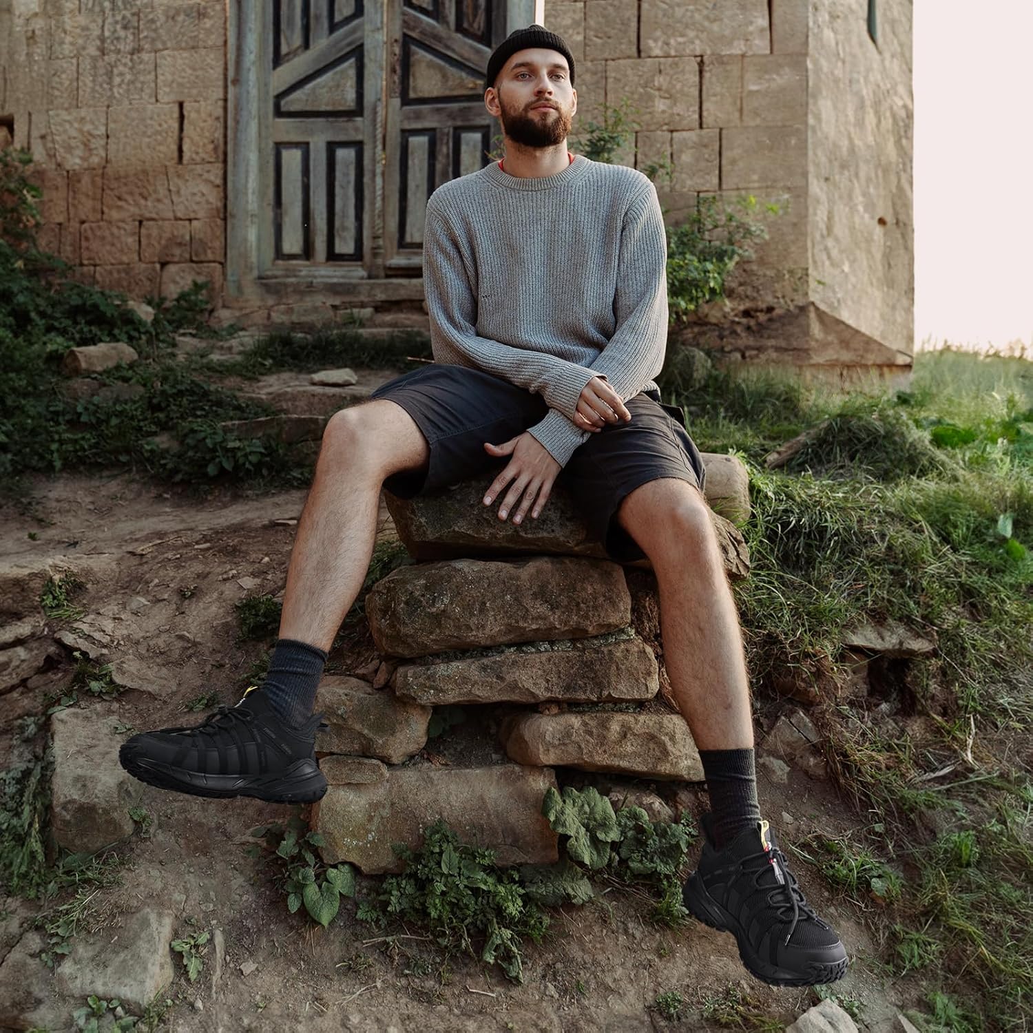 FitVille Wide Slip on Shoes for Men Walking Hiking Shoes Outdoor Trekking Loafer Arch Support | Slip Resistant | Wide Toe Box - Image 2