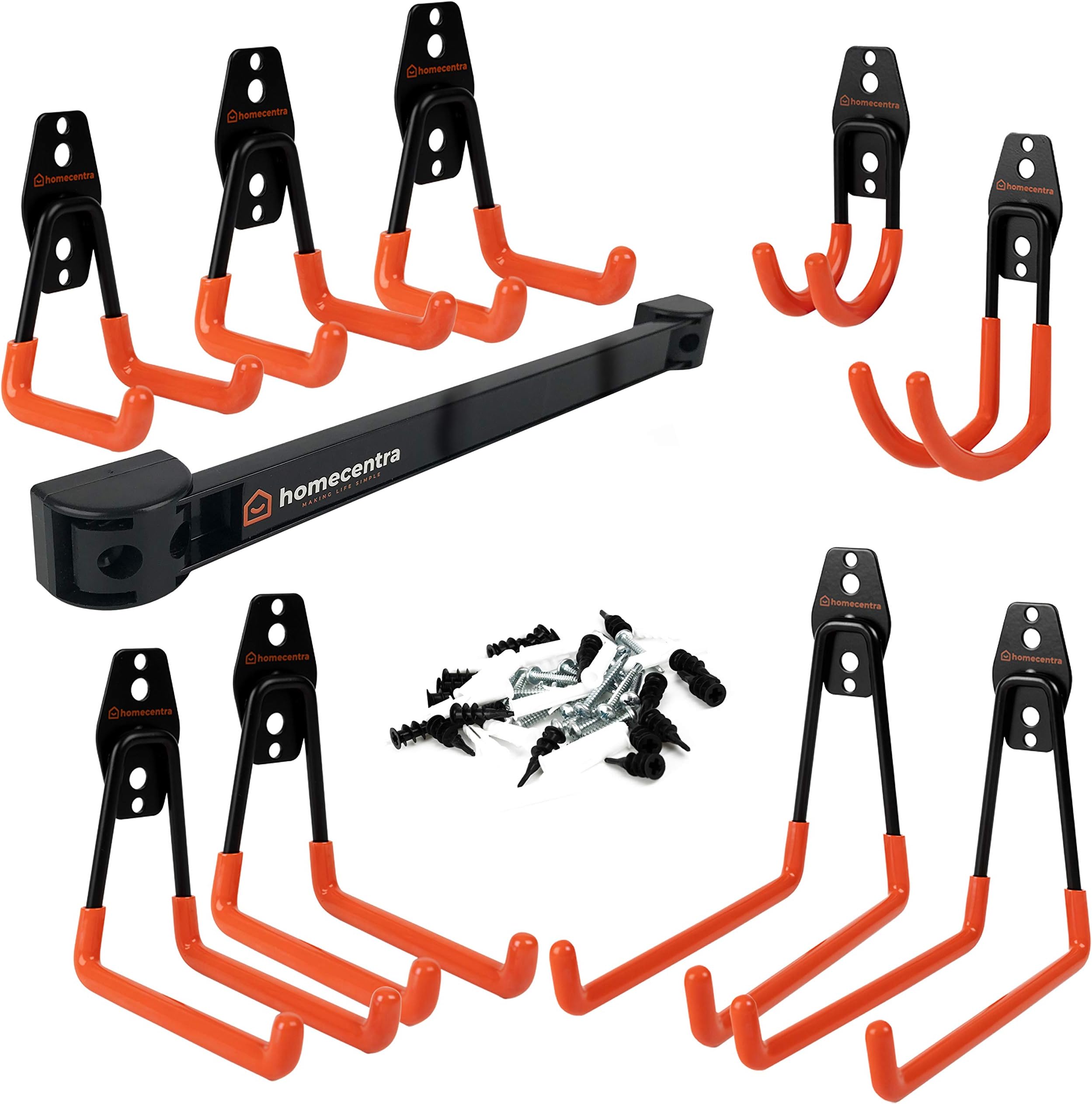 Garage Hooks for Hanging - Heavy Duty Hooks Garage Tool Organizer Wall Mount - Tool Hanger for Garage Wall - Garage Storage System Hook for Ladder, Power Tool Holder and Shed Organization - Pack Of 10