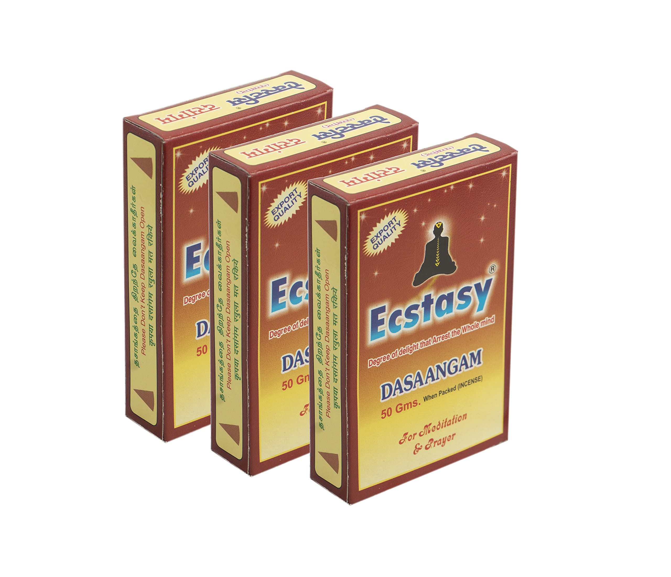 Ecstasy Dasaangam Powder (Pack of 3 - 50gm in Each Box) - with Free Cone Mould Inside