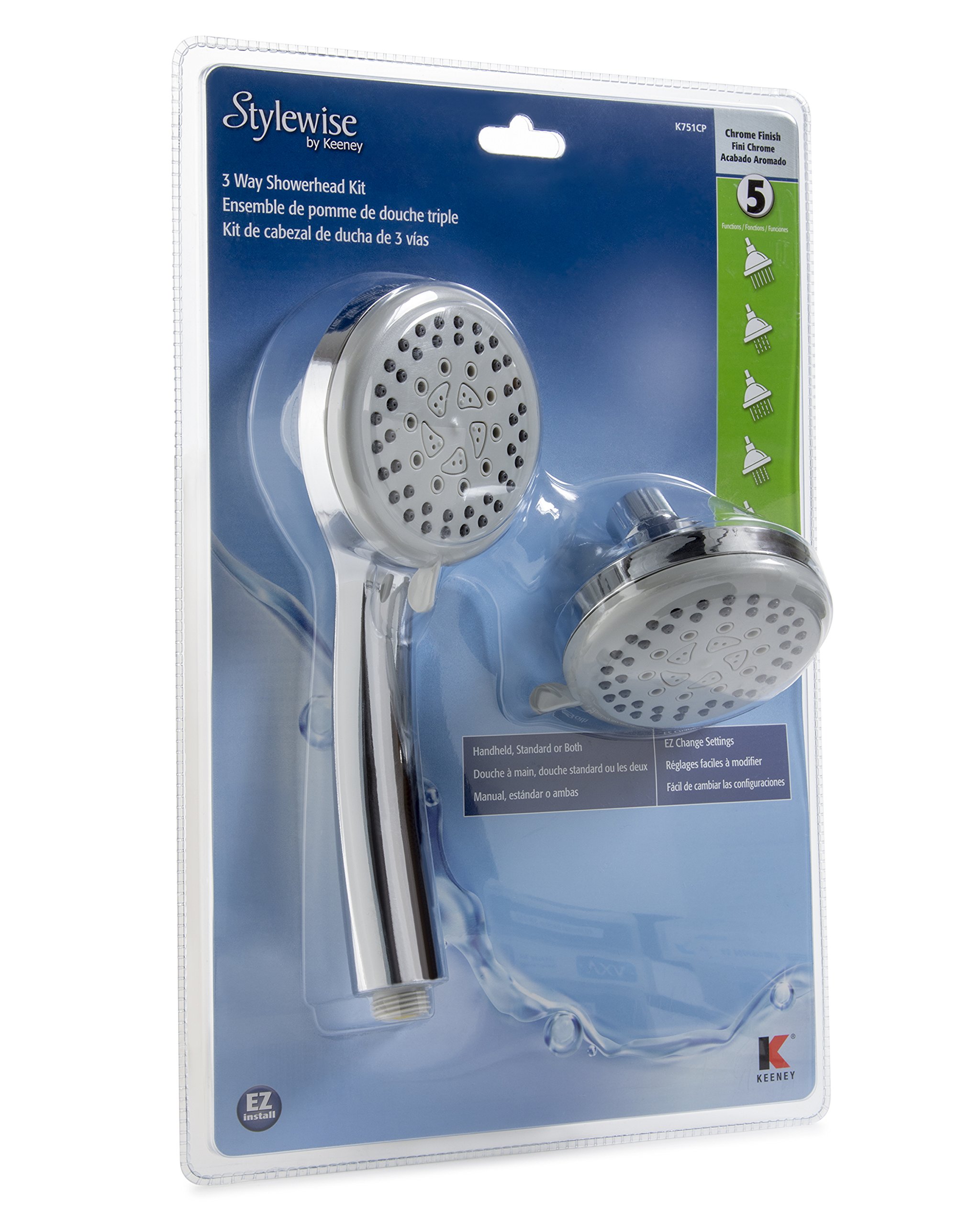 Amazon.co.jp: Keeney製造k751cp Stylewise 5 Function 3 Wayシャワー