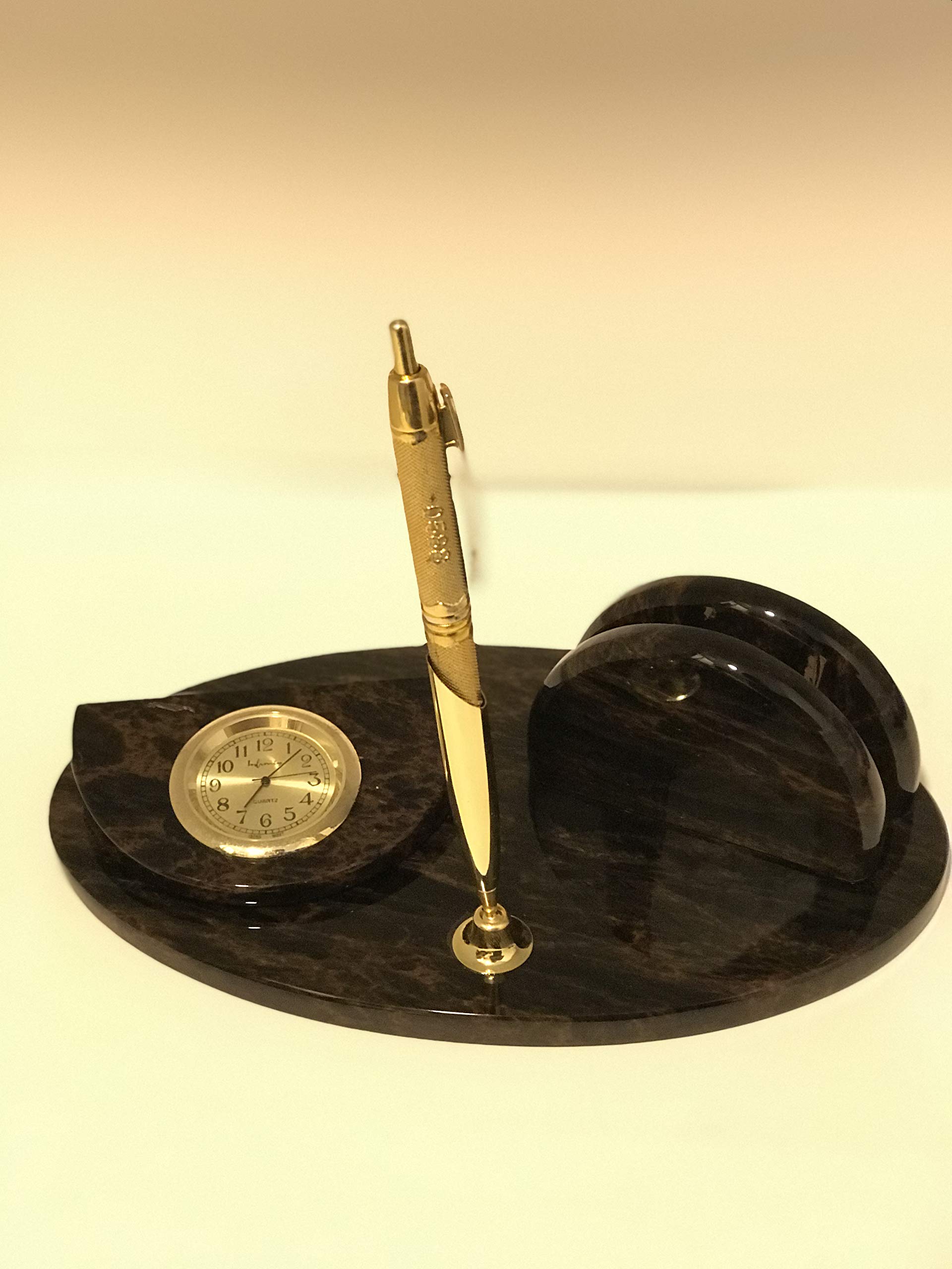 Fusion Arts and GiftsOval Shaped Desk Organizer/Table Top Display/Office Desk Organizer with wooden Box