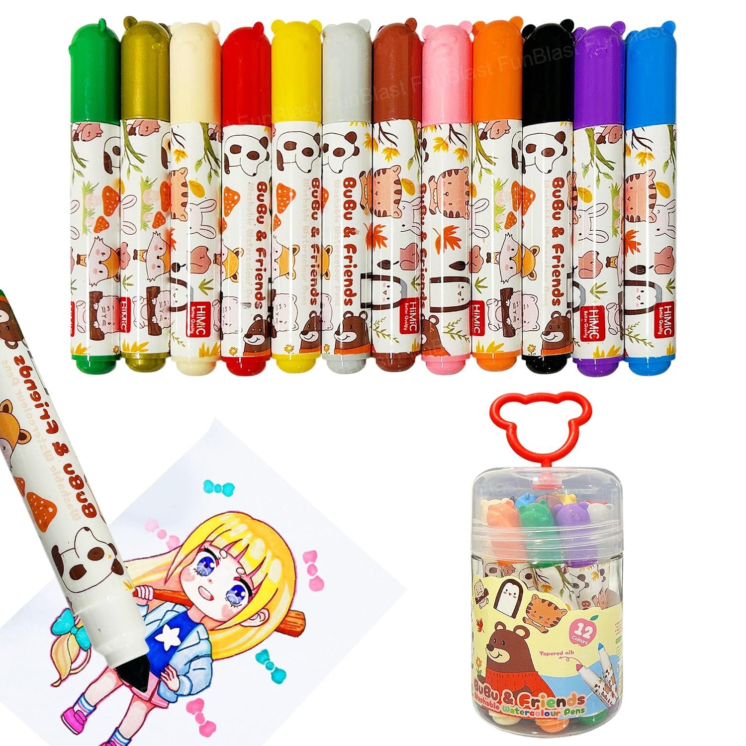 FunBlast Colour Pens - Washable Water Colour Pens, Colouring Kit Art Markers Colour Sketch Pens Set for Kids, Artists Sket...
