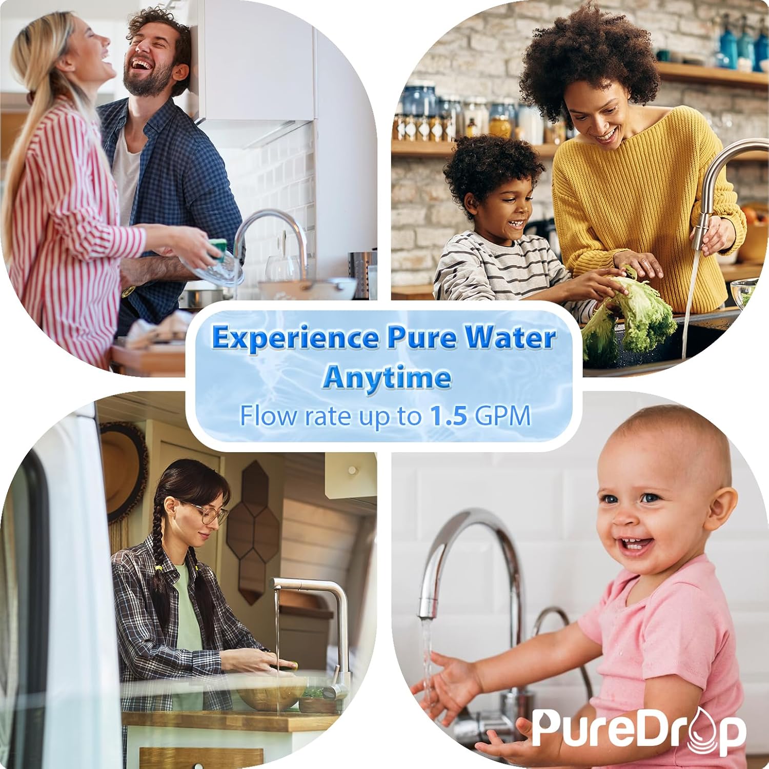 PureDrop PDR-16KUF2 0.01 μm Ultra Filtration Under Sink Water Filter, High Capacity 2-Stage Under Sink Filtration System, Reduces Chlorine, Bad Taste & Odor, 16K Gallons