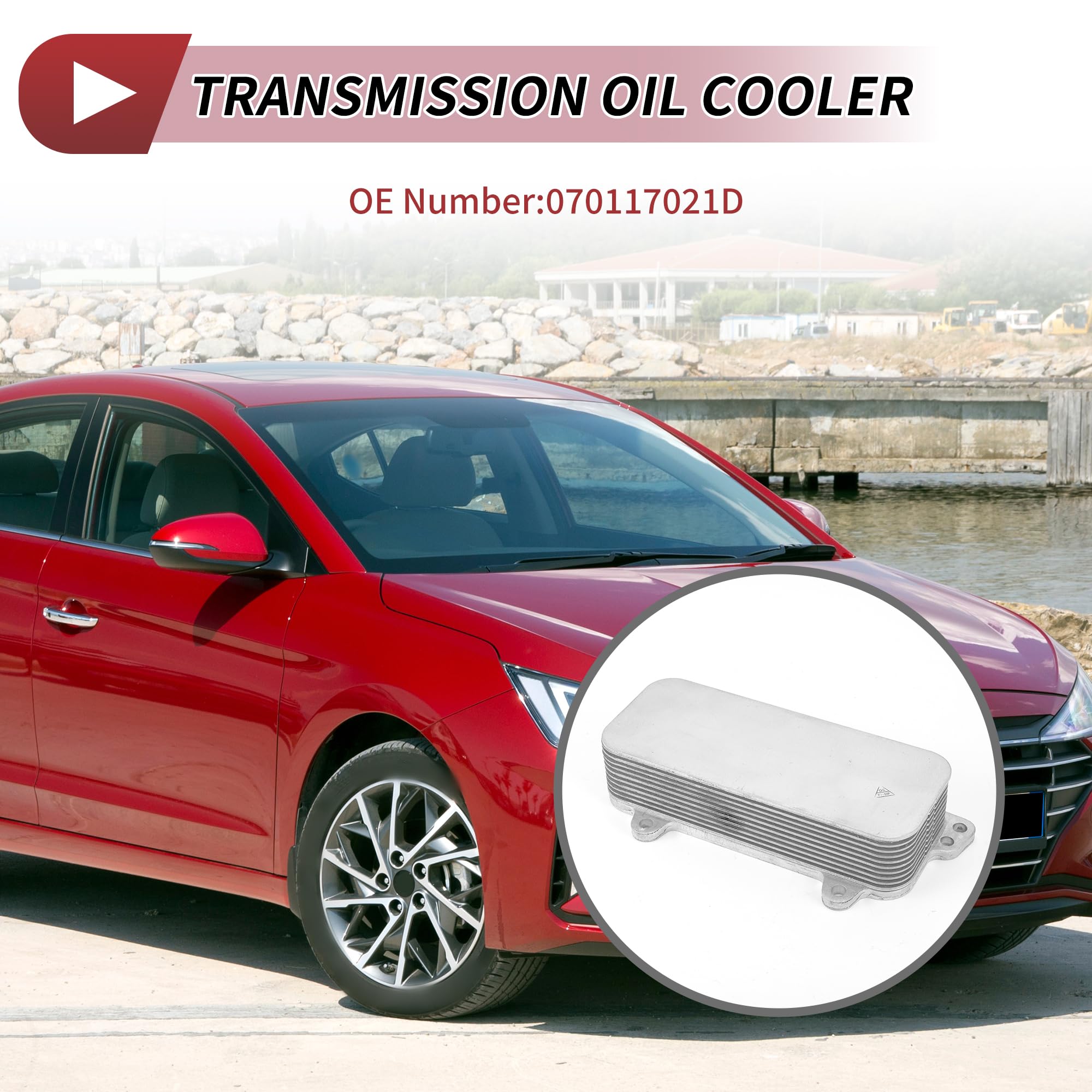 1 szt. Chłodnica oleju silnikowego do Volkswagen Touareg 04-10 Chłodnica oleju przekładniowego Trans Cooler z uszczelkami O-ring nr 070117021D Srebrny odcień stopu aluminium