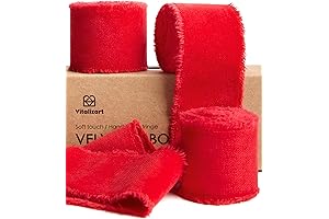 Vitalizart Burgundy Velvet Ribbon for Christmas Ornaments