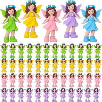 Chunful 50 Pcs Mini Fairy Figurines Miniatures Garden Fairies State Small Fairy Accessories Ornament for Outdoor Yard Garden Flower Pot Birthday Cake Toppers Car Gift to Hide and Seek