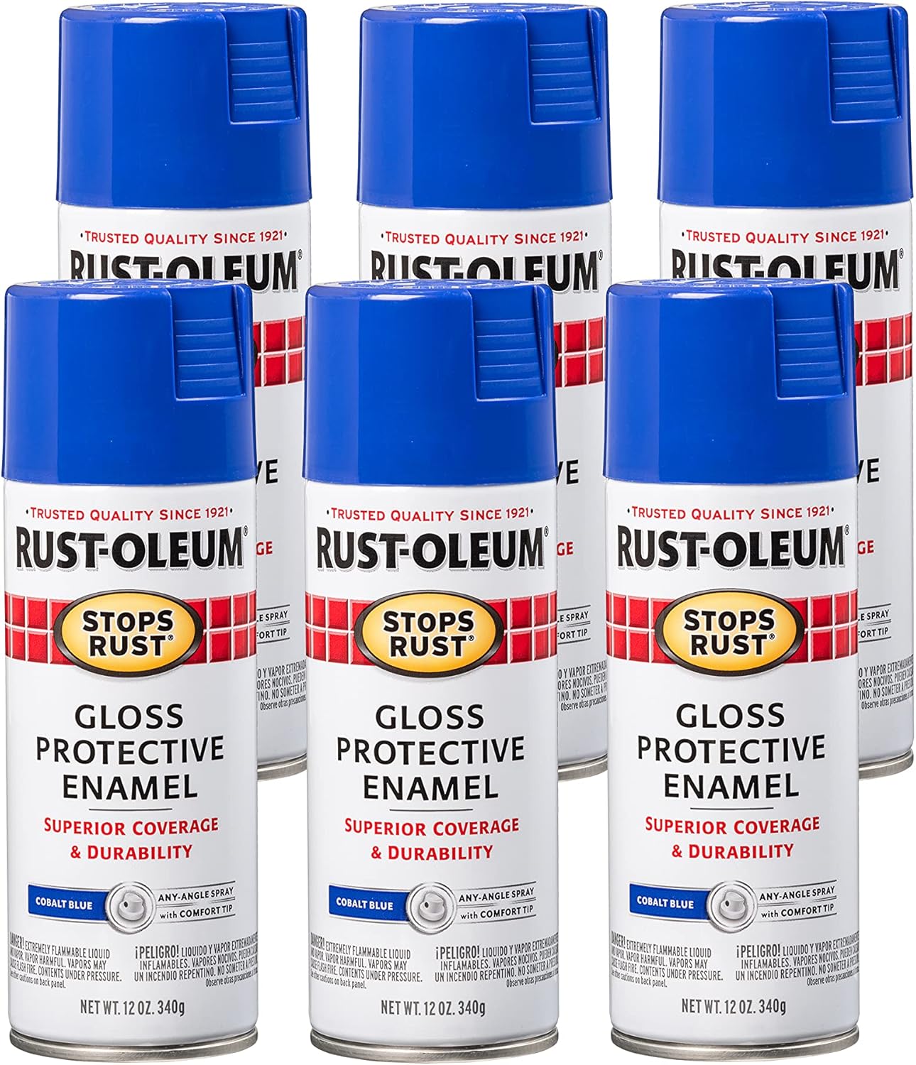 RustOleum 3470246PK Stops Rust Spray Paint, 12 oz, Gloss Cobalt Blue