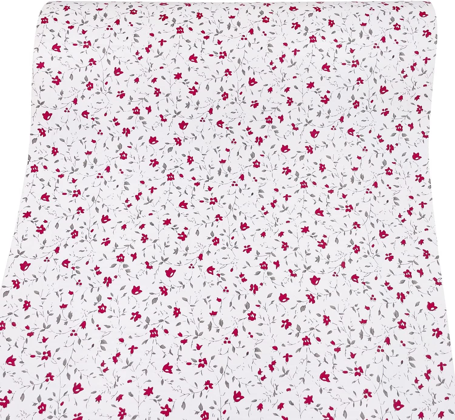 32.8ft Roll Red Floral Shelf Liner Peel and Stick Furniture White Shelving Paper Bedroom Wallpaper Drawer Sticker (L-393.7x17.7 Inch)