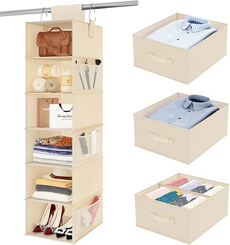Fixwal Hanging Closet Organizer 6-Shelf Hanging Shelves for Closet with