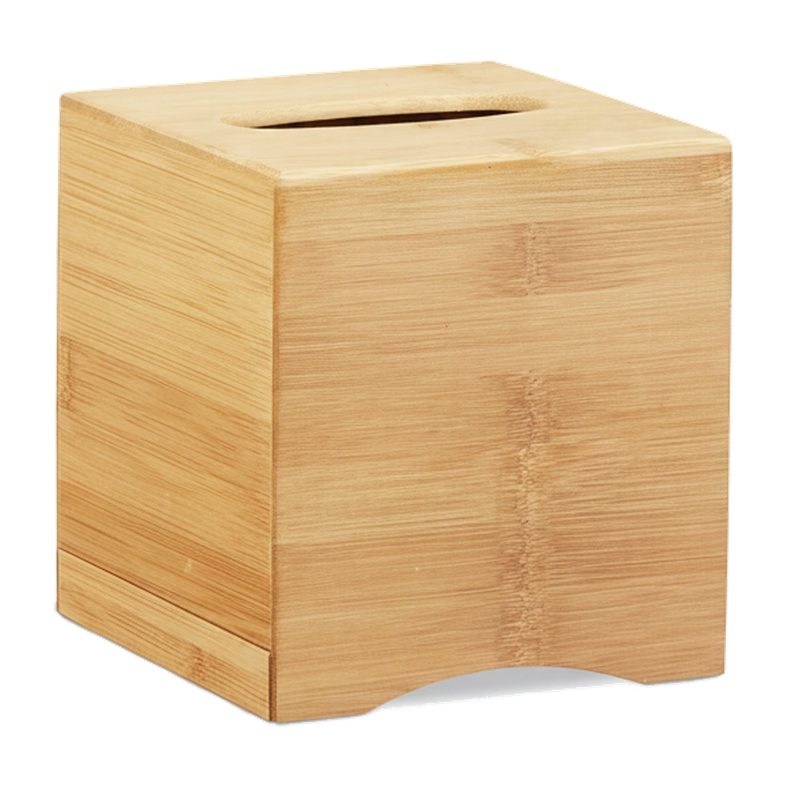 Relaxdays Pudełko na chusteczki kosmetyczne, kwadratowe, pudełko na chusteczki higieniczne, bambus, wys. x szer. x gł.: 15,5 x 14,5 x 14,5 cm, kolor naturalny