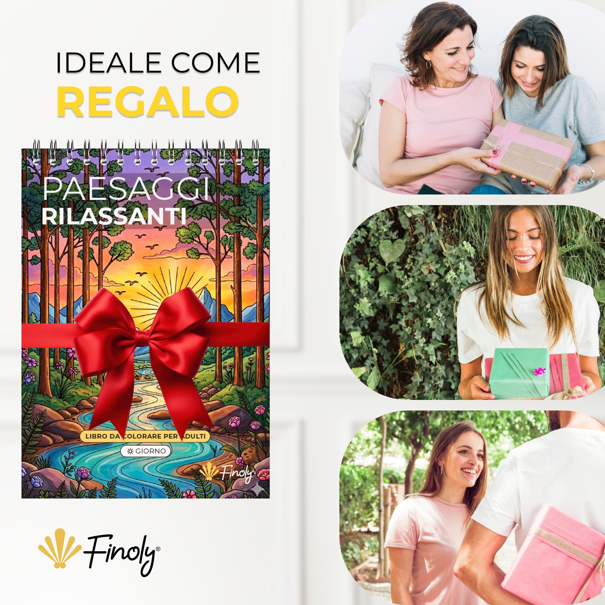 Finoly Libri da Colorare per Adulti Paesaggi A4 Riduce lo Stress | Album da Colorare per Adulti Principianti e Esperti | Mindfulness Inchiostro Non Che Trapassa