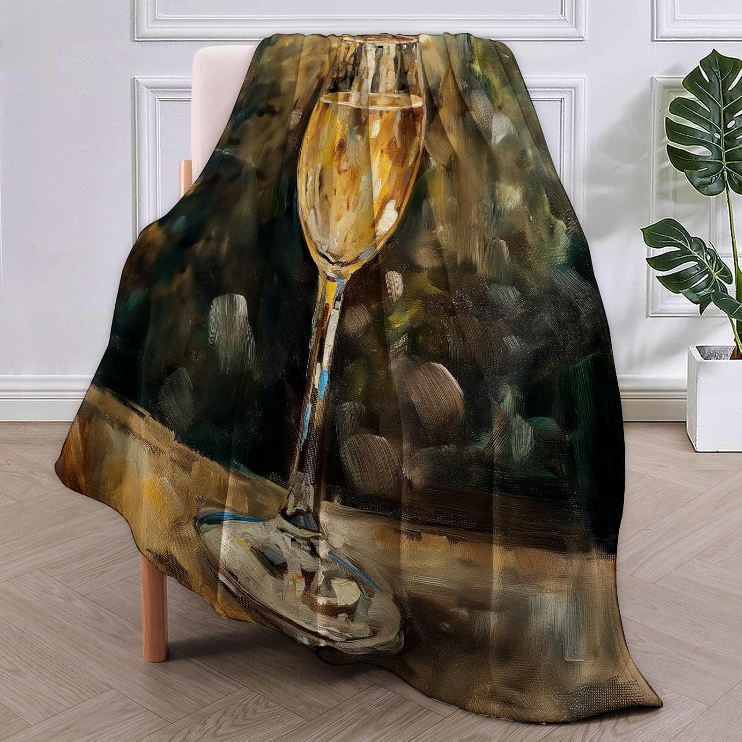 Champagne Glass Throw Blanket Gifts, Soft Cozy Fleece Blanket with Elegant Wine Glass Print, Lightweight Warm Blanket for Couch Bed Sofa, Perfect for Wine Lovers and Home Decor, 60x80 in Color337 60"x80"