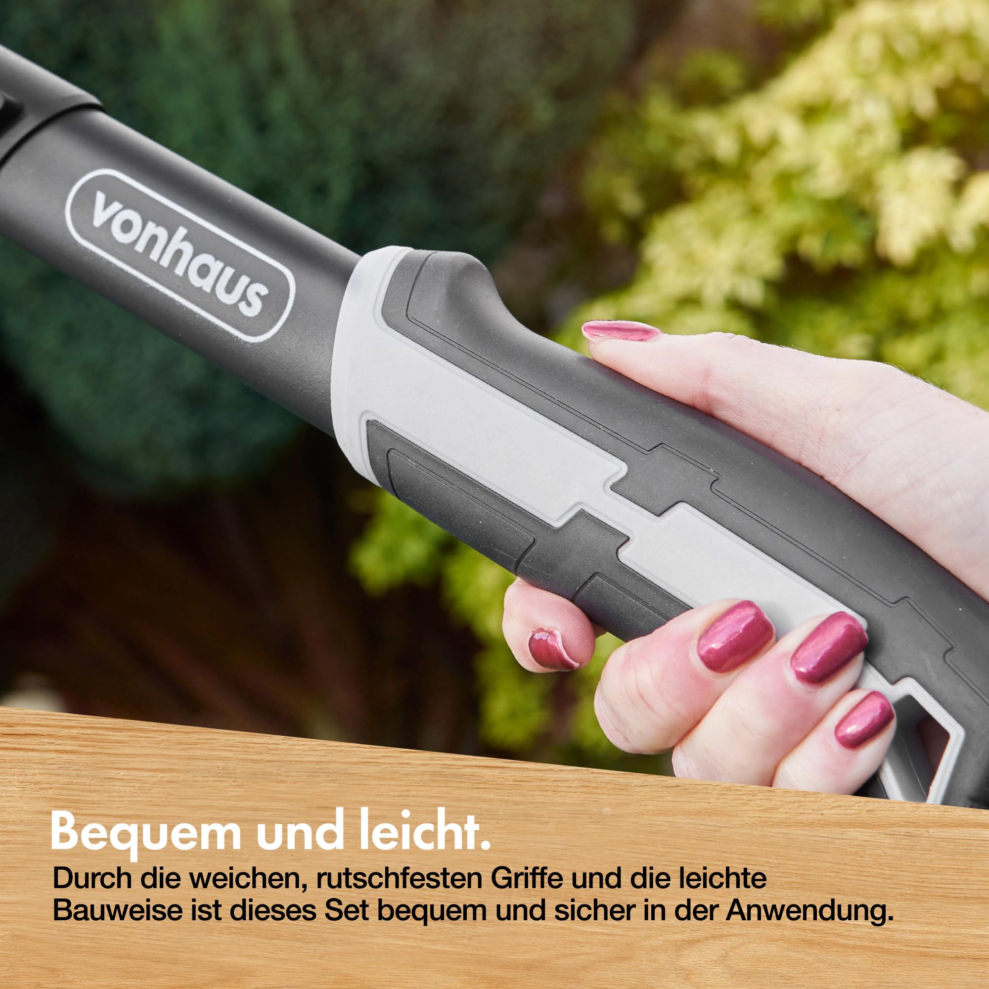 VonHaus 3-Teiliges Gartenscheren Set – Baumschere, Heckenschere, Gartenschere – Teleskopisch Verlängerbare Strauchschere mit Weichen Griffen – Leicht