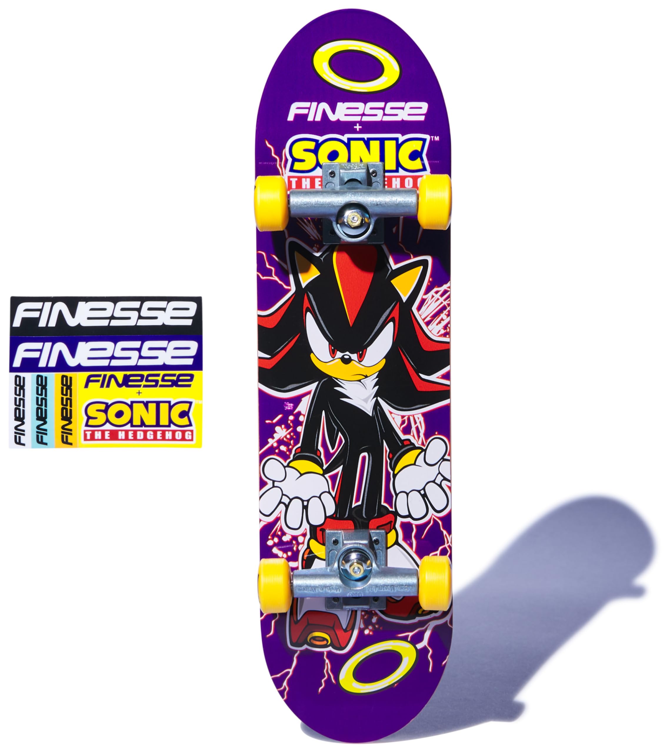Tech Deck, Finesse X Sonic The Hedgehog Handboard; Mini Skateboard Autentici, Giocattoli per Bambini e Bambine da 6 Anni in su (da Usare Solo con Le Mani)