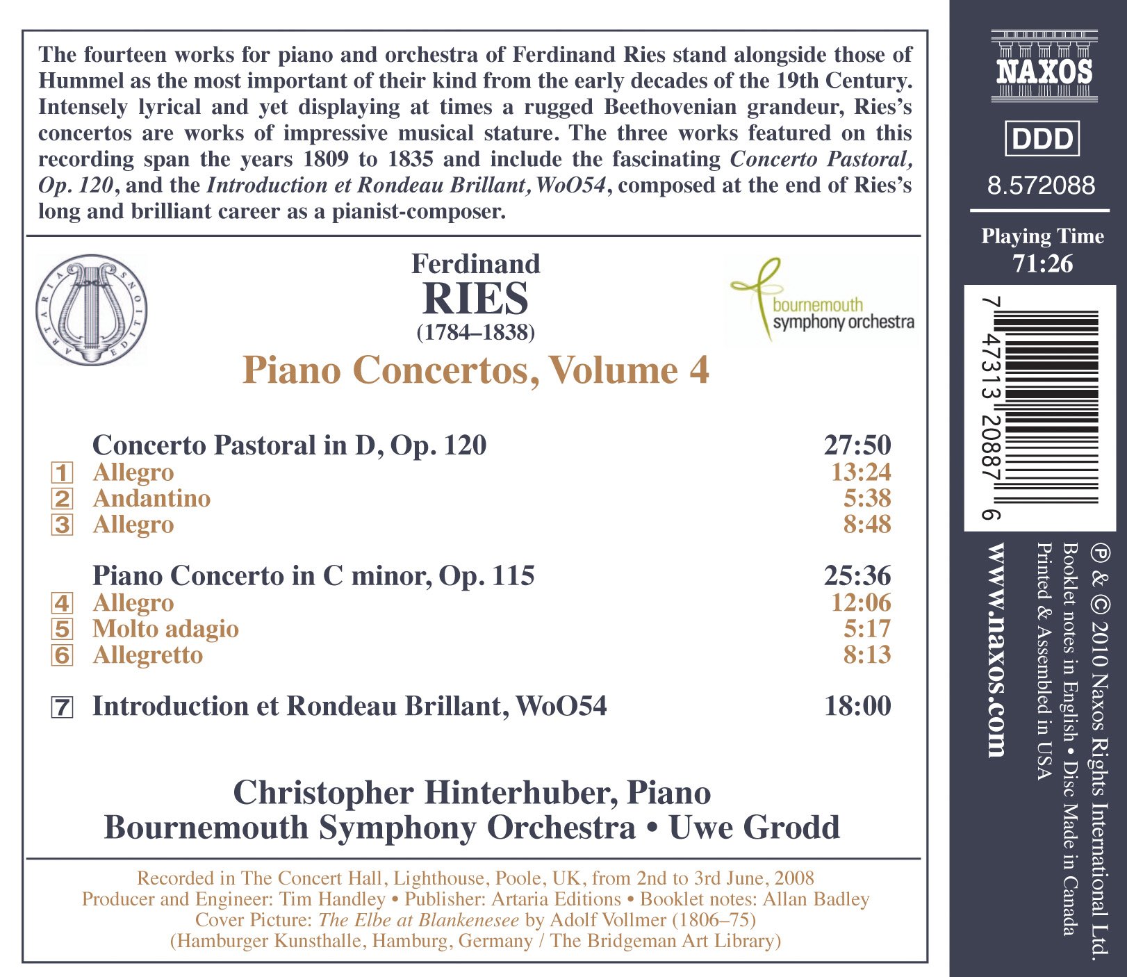 Ferdinand Ries : Concertos pour piano, Volume 4