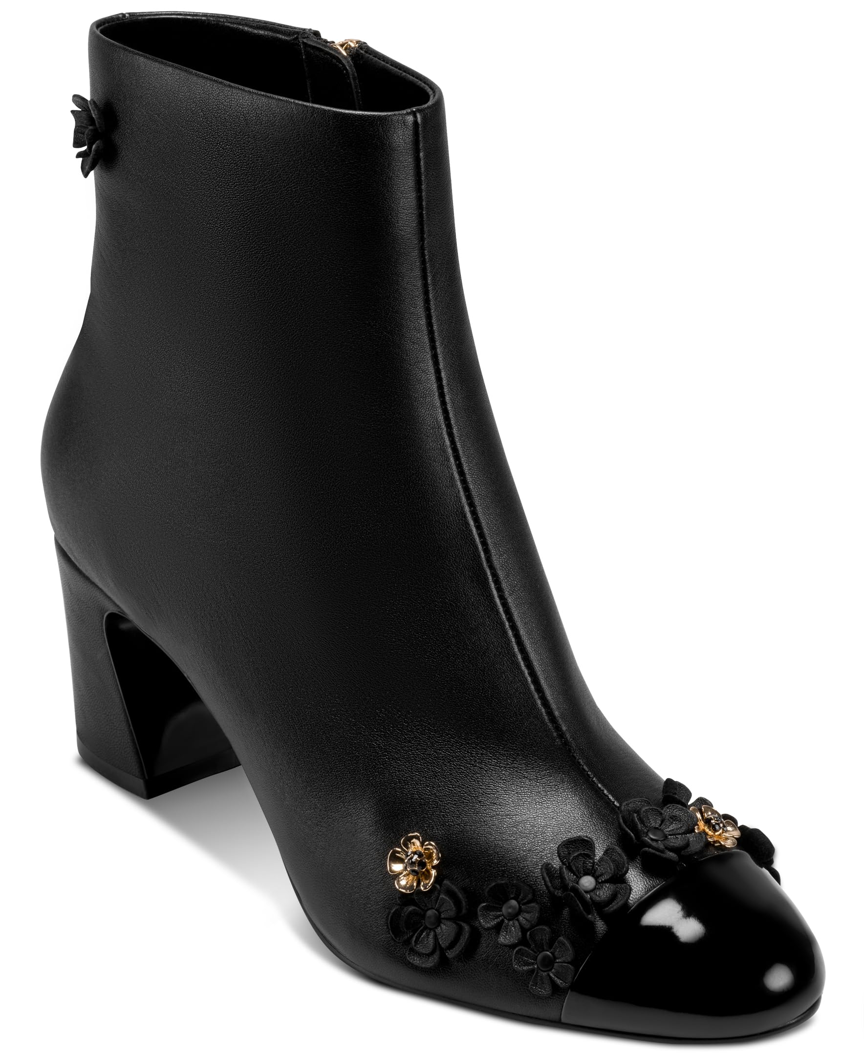 KARL LAGERFELD Womens Dalyn Fleur Heeled Bootie with Floral Embellishments Fashion Boot