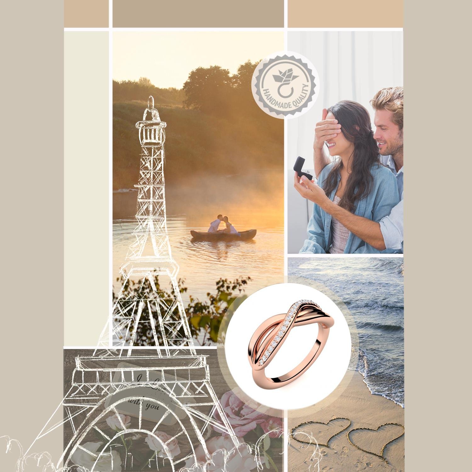 Unendliche Liebe Ring Rosegold von AMOONIC mit Zirkonia Verlobungsring