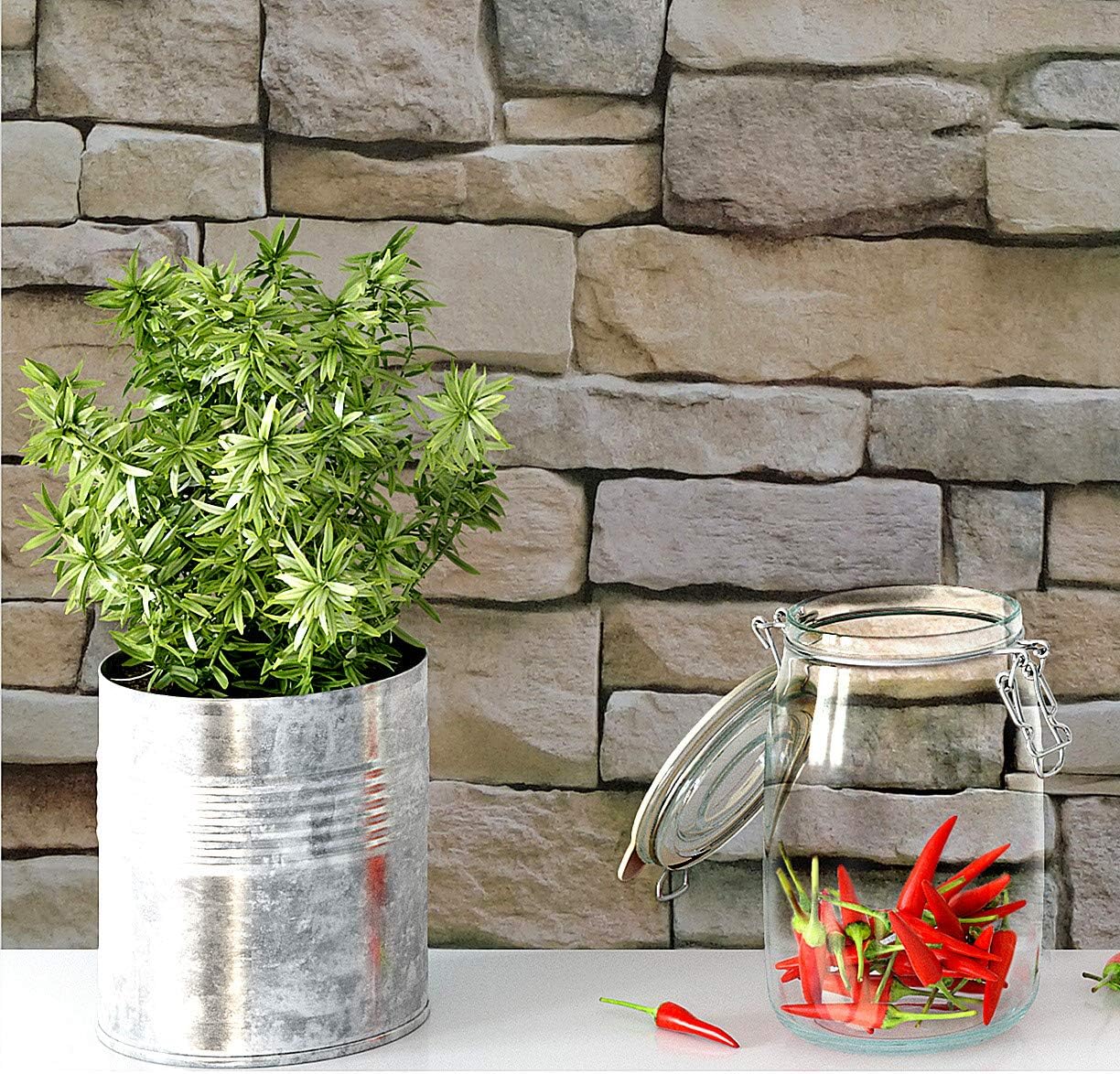 Peel and Stick Wallpaper 17.7in x 16.4ft Self-Adhesive Wallpaper 3D Stone Textured Décor Film for Room