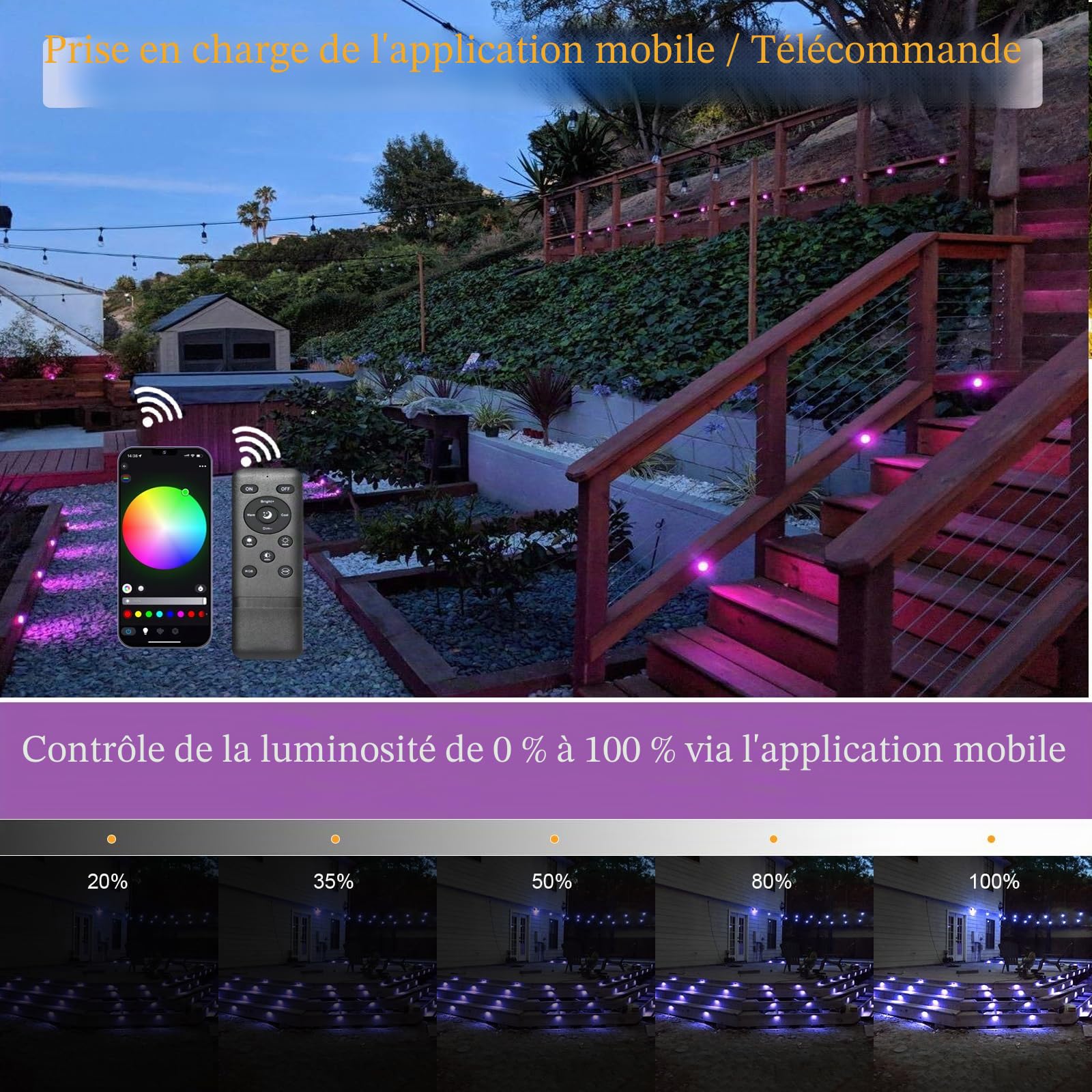 Mini Spot LED Encastrable Extérieur WiFi RGBW 12V, Ø45mm, Lot de 30