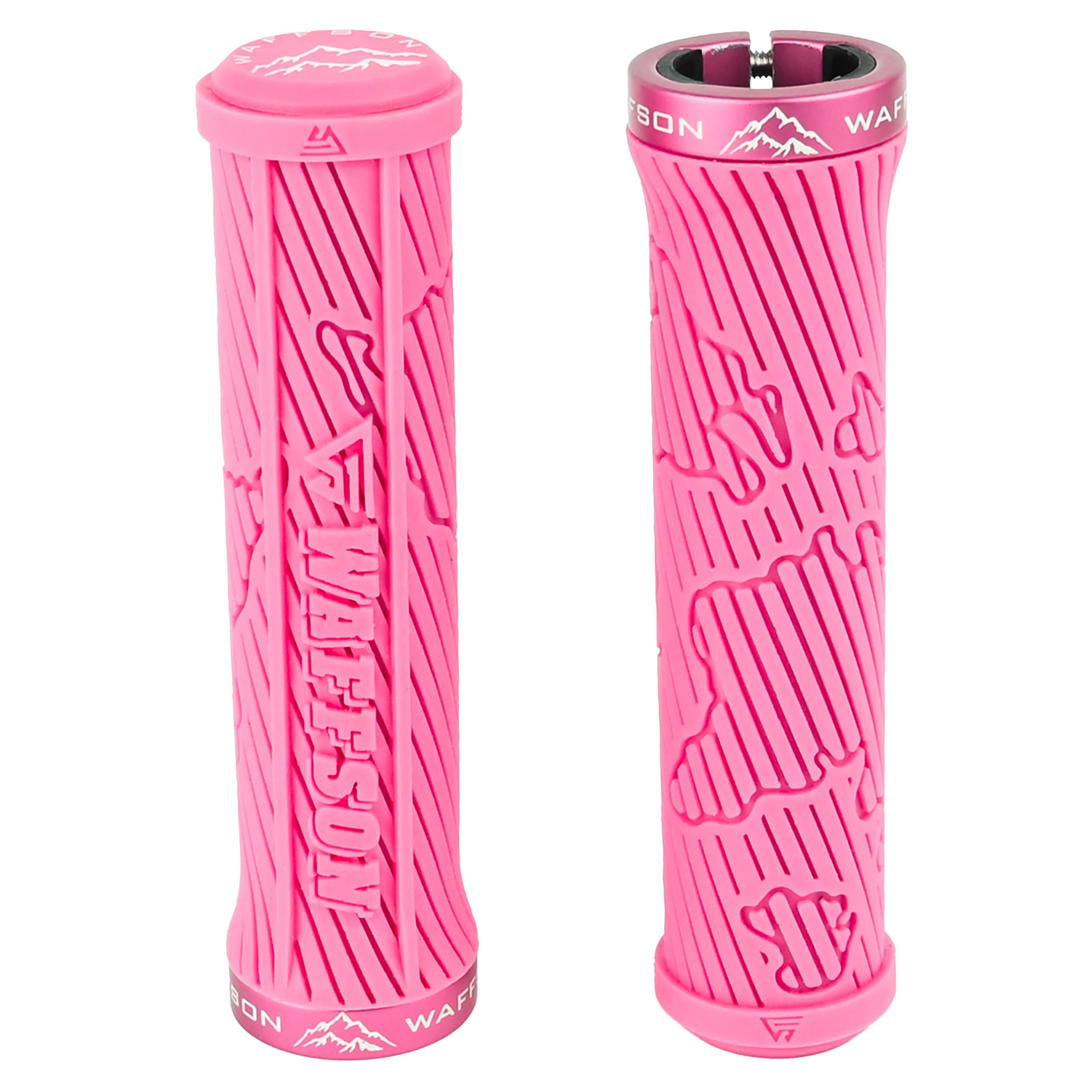 WFS World Map MTB Lock-on Grips โ Single Clamp Ergonomic Anti-Slip Mountain Bike Handlebar Grips โ Comfort Vibration Dampening for Trail, Enduro, Downhill โ Berry Pink