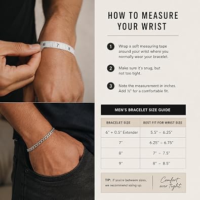 KISPER Solid 925 Sterling Silver Chain Bracelet for Men 5mm