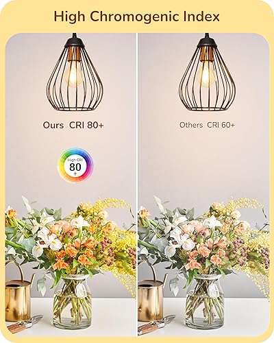 Miniatura 4 de EDISHINE Paquete de 6 bombillas LED Edison vintage, A19 regulables, luz blanca cálida de 800 lúmenes, 2700 K, ángulo de haz de 240 y base E26,