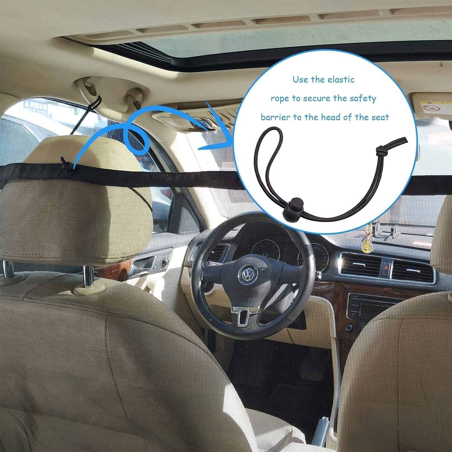 Barrera para Coche para Perros Barrera para Mascotas para Vehículo Malla para Asiento Trasero Red Divisora ​​para Coche con Cuerda De Ajuste y Gancho Adecuado para Camionetas SUV