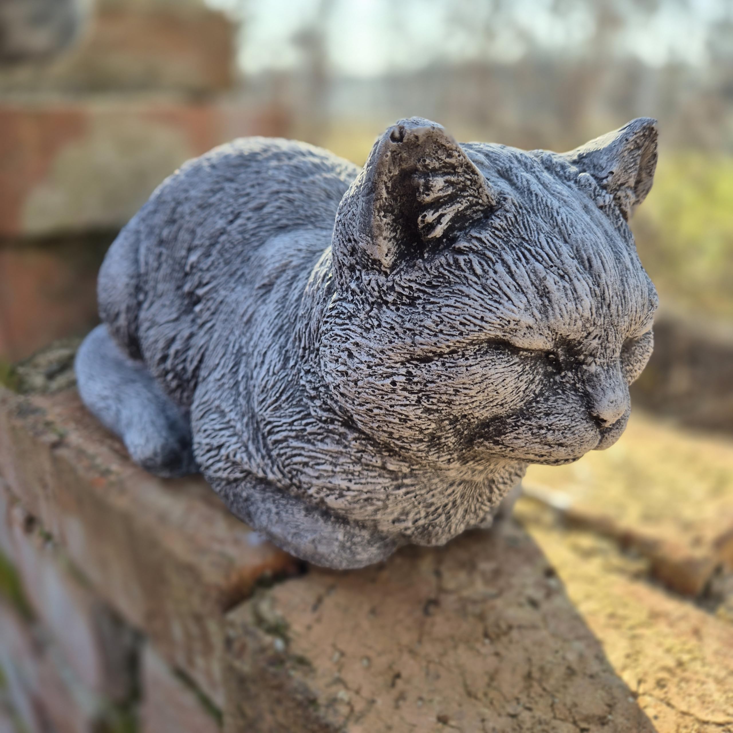 FABRIQ Statua da giardino gatto seduto 17 cm – statuetta in pietra gattino 9 kg – figura animale in pietra – resistente alle intemperie e al gelo