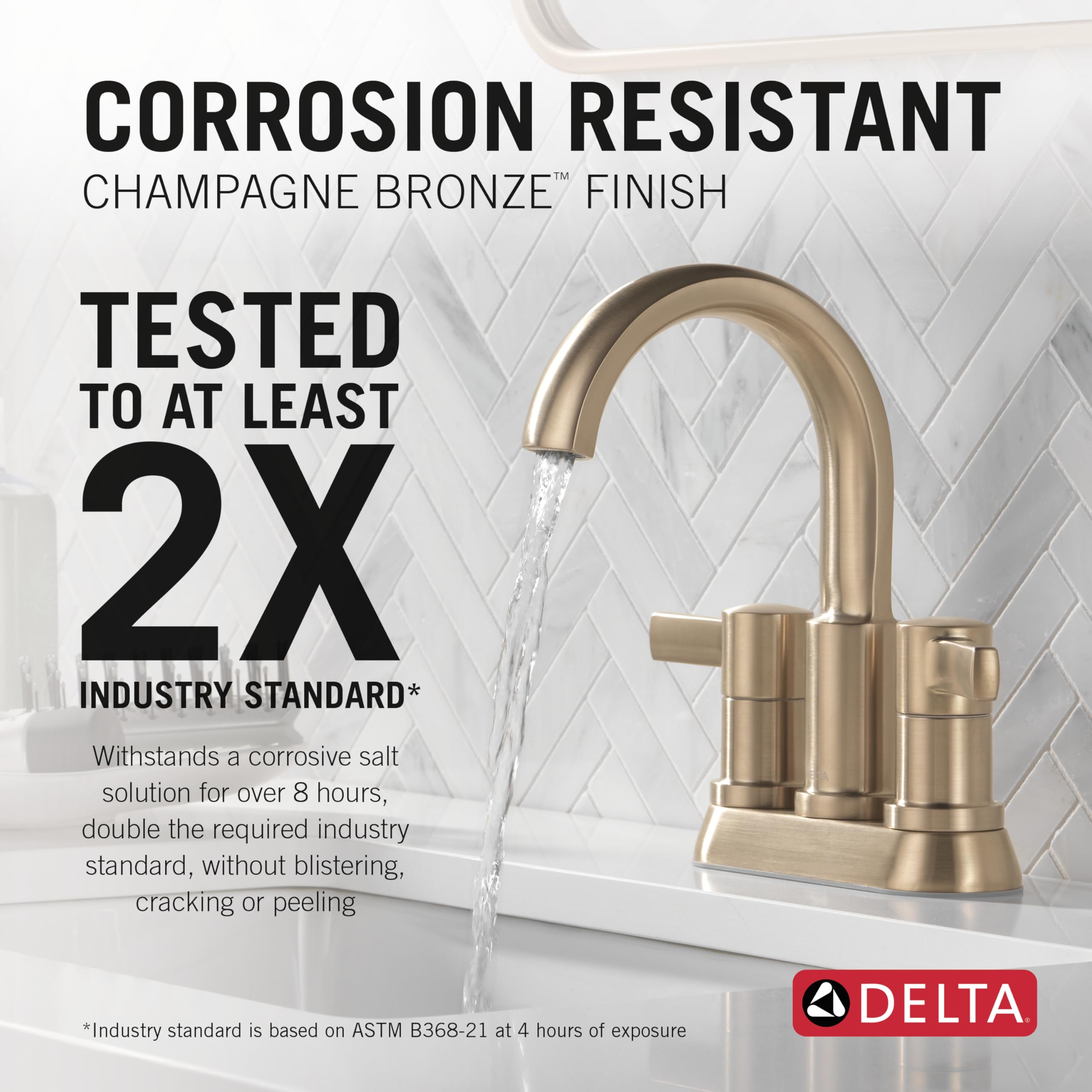 Delta Albion Centerset Bathroom Faucet, Gold Bathroom Faucet 2 Handles, Delta Bathroom Sink Faucet with Metal Drain System - Image 2