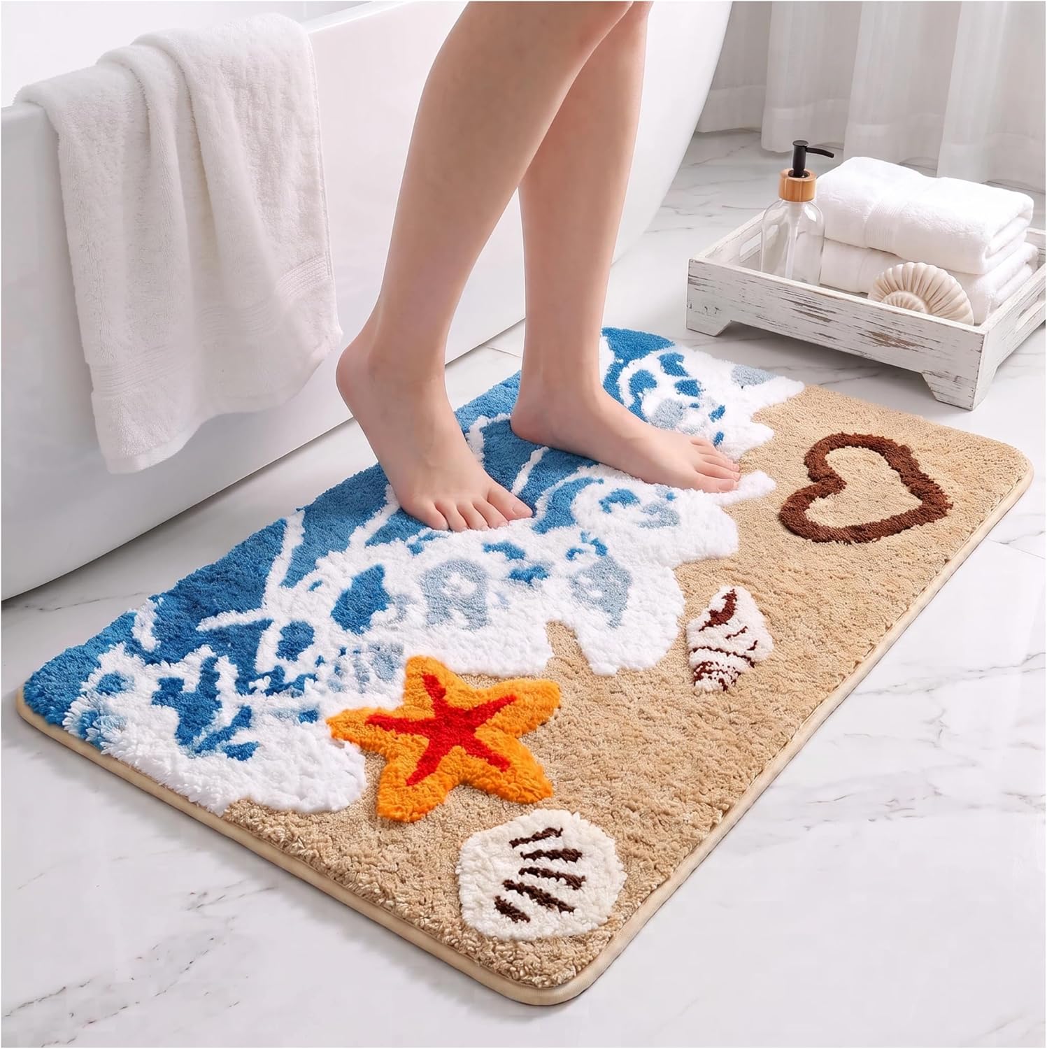 Rectangular Return Ac Amazon.com: Beach Bathroom Rug for Shower & Vanity, Thick Soft ...