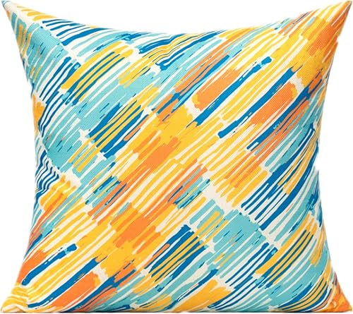 Miniatura 6 de Juego de 2 fundas de almohada lumbares amarillas y naranjas de 12 x 20 pulgadas, para muebles de patio, banco, sofá geométrico, a rayas, cuadradas,