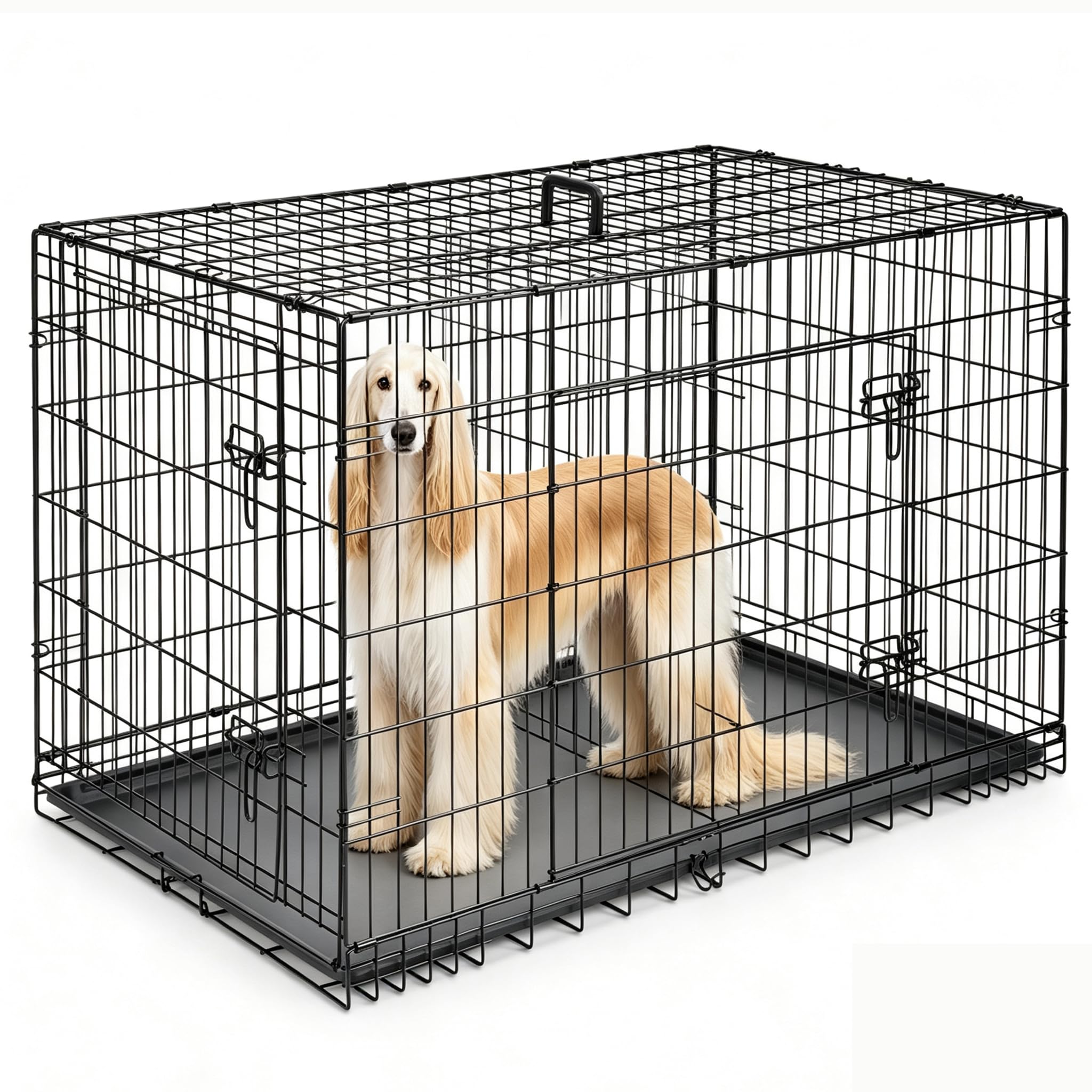 Sweetcrispy 48 Inch Dog Crate, Medium Large Dog Cage, Foldable Pet Kennel