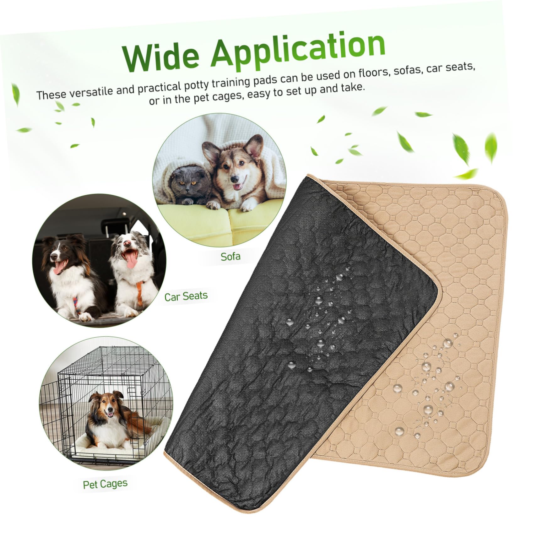 2pezzi Tappetini Igienici Assorbenti Lavabili Per Cani e Gatti Superficie Assorbente e Base Antiscivolo Per Addestramento e Comfort Degli Animali Domestici