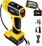 Bullseye Pro Gonfleur de pneus Portable Air Compresseur, Gonfleur de pneus de voiture portable, portable Air Pompe pour pneus de voiture - 150PSI, 12V DC 1500 mAhs avec jauge de pression des pneus, rechargeable comme vu sur TV (Rouge)
