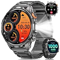 NAIXUES Smartwatch Uomo Militare con 1000mAh/Torcia LED/5ATM, 1,91