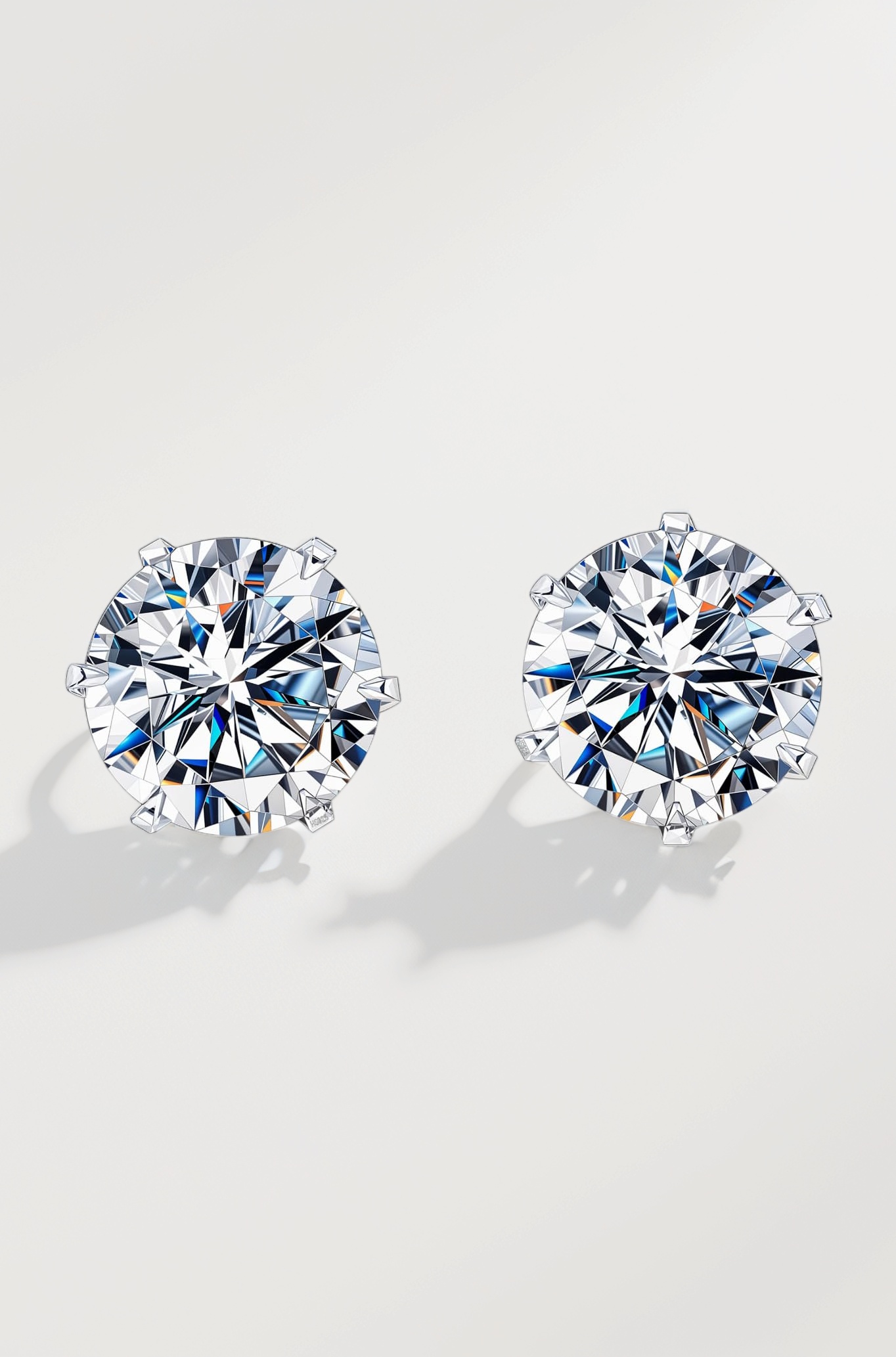 HIGHSPARK 925 Silver Solitaire Stud Earrings | 92.5 Sterling Silver & Round Brilliant Cubic Zirconia Tops for Men Women