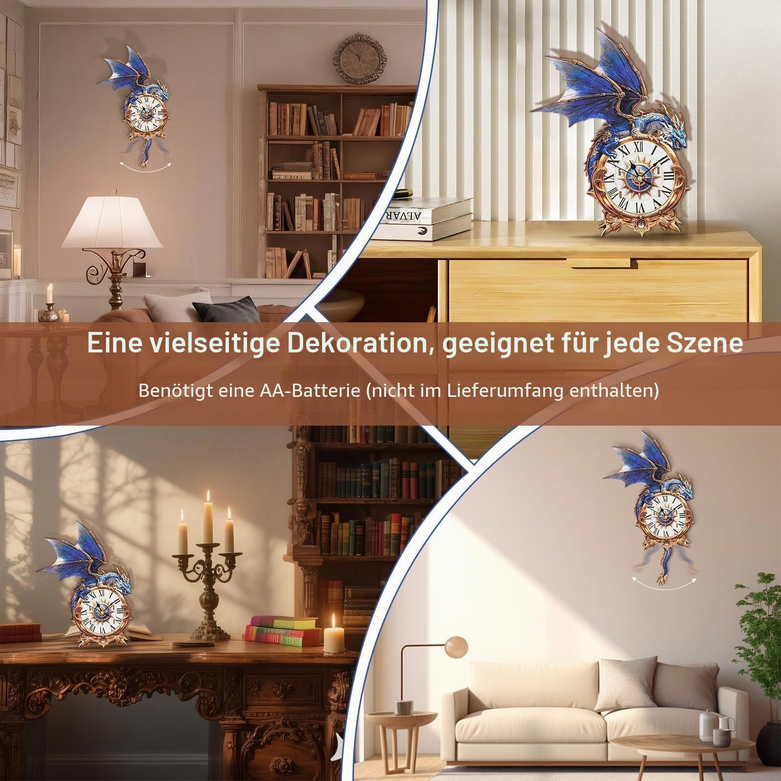 3D Holz Drachen Uhr Puzzle für Erwachsene - Mechanisches Modellbausatz mit Pendel & Glockenspiel, DIY Wanduhr für Home Office Decor, Weihnachten Drachen Geschenke Ornament für Männer Frauen