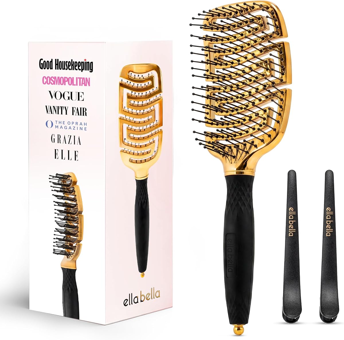Juego de cepillos para desenredar el cabello, cepillo de secado rápido ventilado | Kit de peinado profesional con pinzas para el cabello y pasador seccionador. Cepillo antiestático flexible para todo tipo de cabello