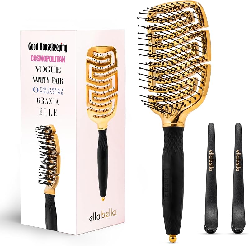 Juego de cepillos para desenredar el cabello, cepillo de secado rápido ventilado | Kit de peinado profesional con pinzas para el cabello y pasador seccionador. Cepillo antiestático flexible para todo tipo de cabello
