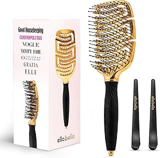 Juego de cepillos para desenredar el cabello, cepillo de secado rápido ventilado | Kit de peinado profesional con pinzas para el cabello y pasador seccionador. Cepillo antiestático flexible para todo tipo de cabello