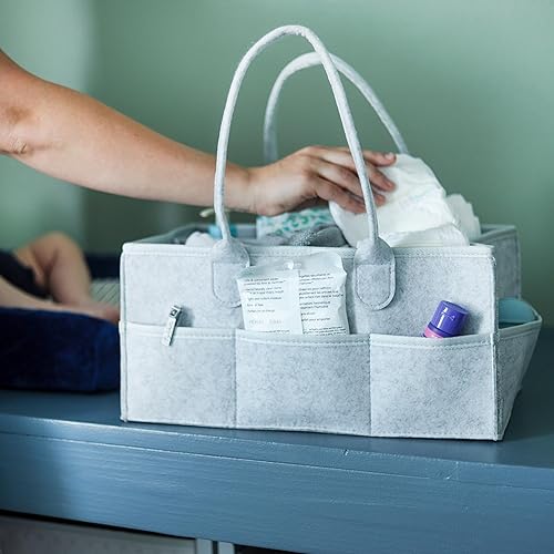 Miniatura 5 de Organizador de pañales – Organizador grande de fieltro de 15 x 9 pulgadas para coche y guardería y organizador de pañales para bebé