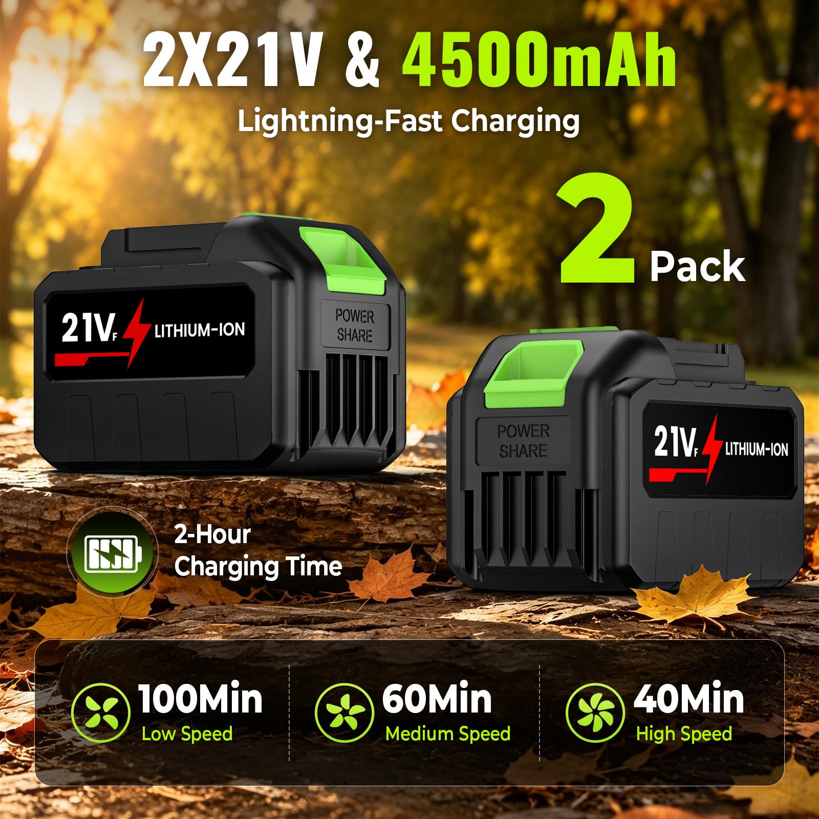 IERAKOR Soffiatore a Batteria con 2 Tubi e 2 Batterie 4.5 Ah
